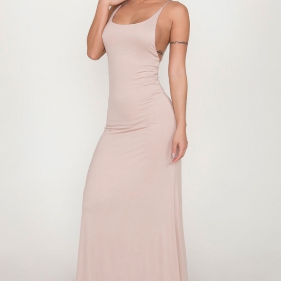 Open Back Cami Maxi Dress - Nude - Picture 4 of 7
